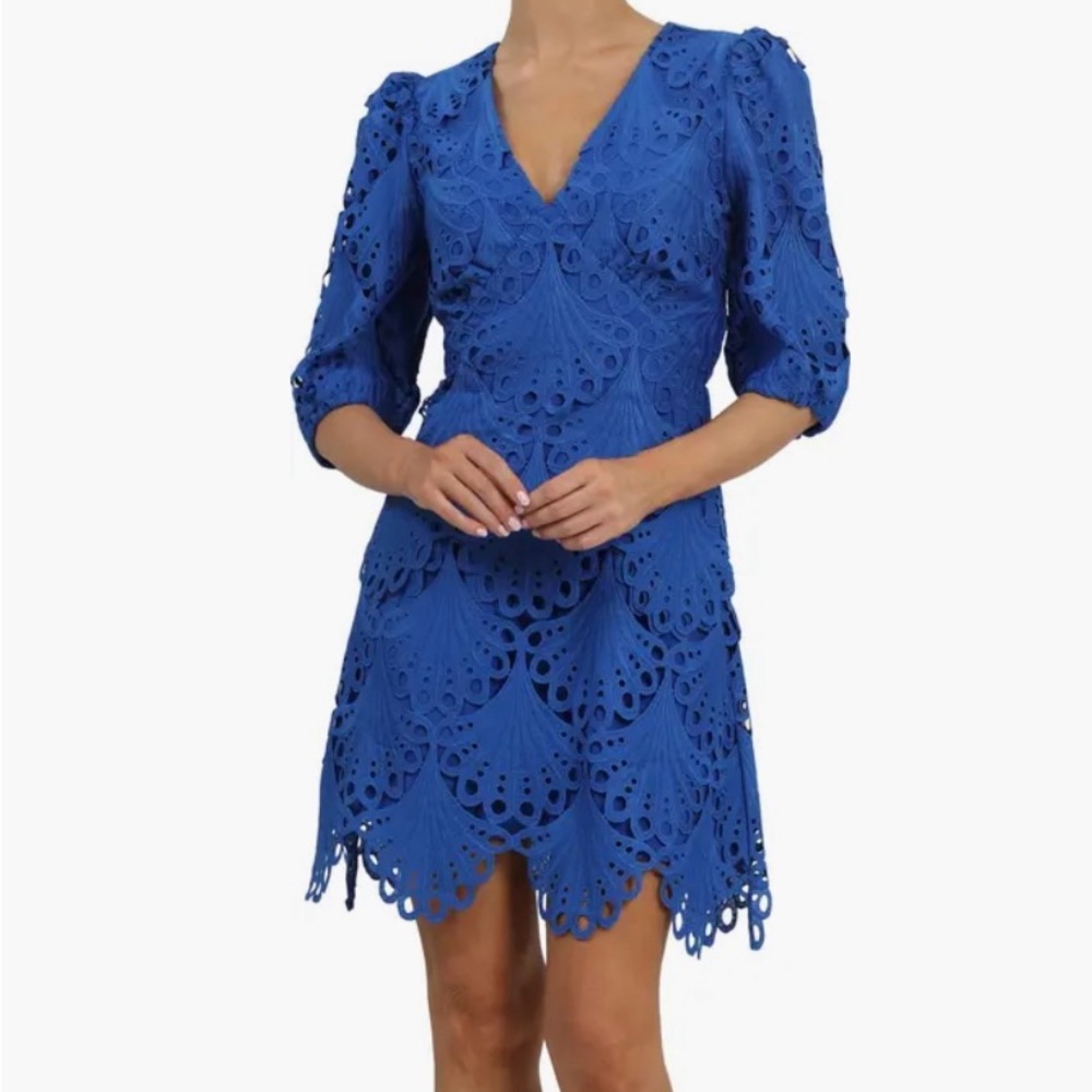 Harper Lace Minidress, XS, Blue
